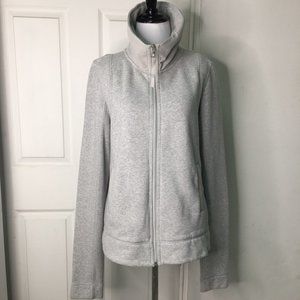 Lululemon Gray Turtleneck Full Zip Up Jacket Size 12 Back Zipper Pleated
